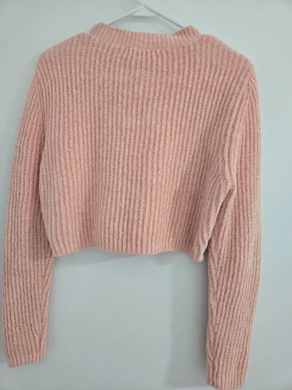 Forever 21 Juniors Size L Peach Ribbed Cropped Sweater Long Sleeve-CottageCore